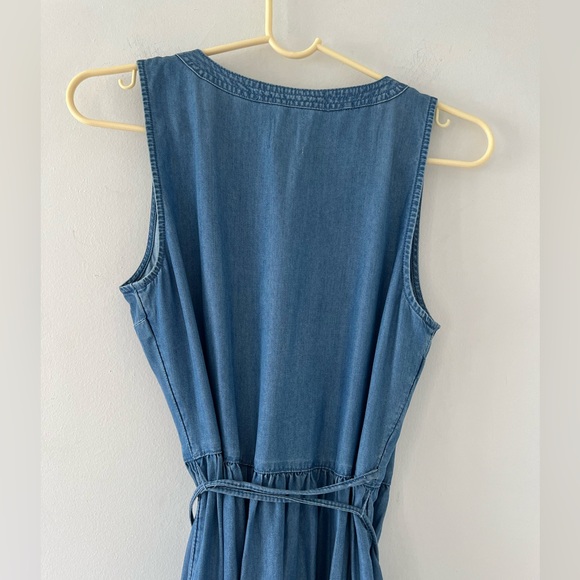 NWT Gap chambray wrap dress midi light blue denim xsmall petite lightweight XS P - Picture 10 of 12